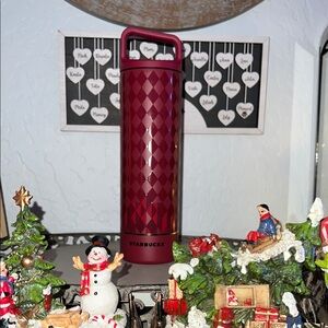 ♥️🏁NWT Starbucks xMiiR 2025 Holiday Red Checkered SS Bottle Tumbler & Lid Handle